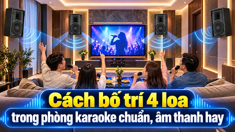 Cách bố trí 4 loa trong phòng karaoke chuẩn, âm thanh hay